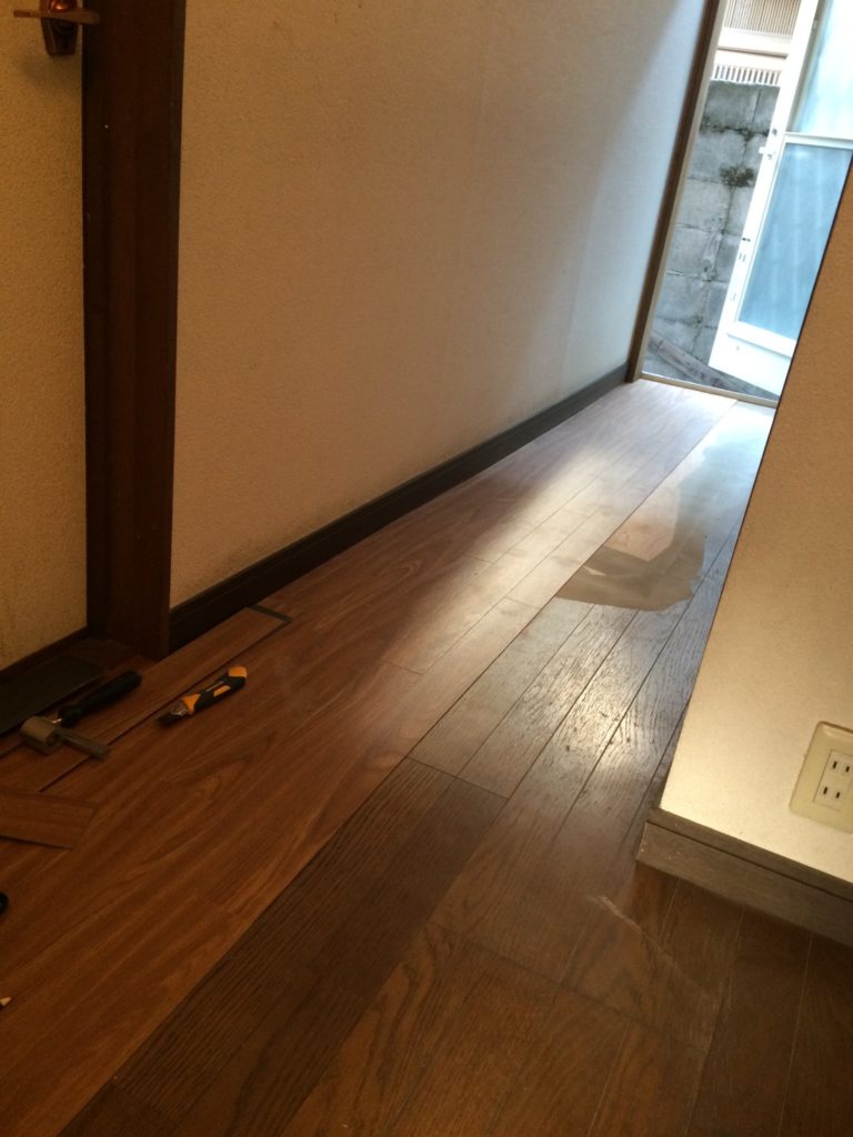 京都市内　床　フローリング　交換　修理　補修業者　グローアップ事例